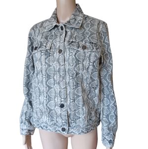 Anthropologie Blank NYC Womens Cropped Snake Print Jacket Button Pockets Small